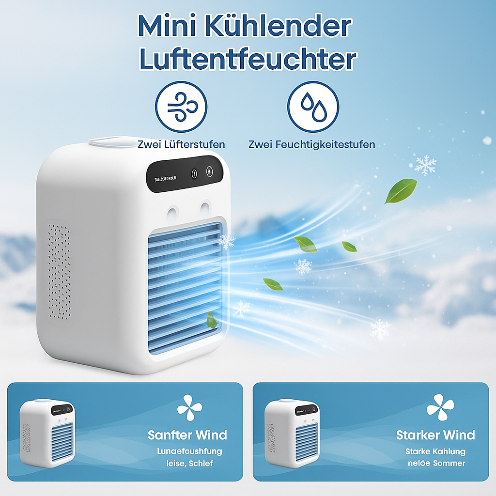 MiniCool™ | Tragbare Klimaanlage mit Kühl- und Befeuchtungsfunktionen