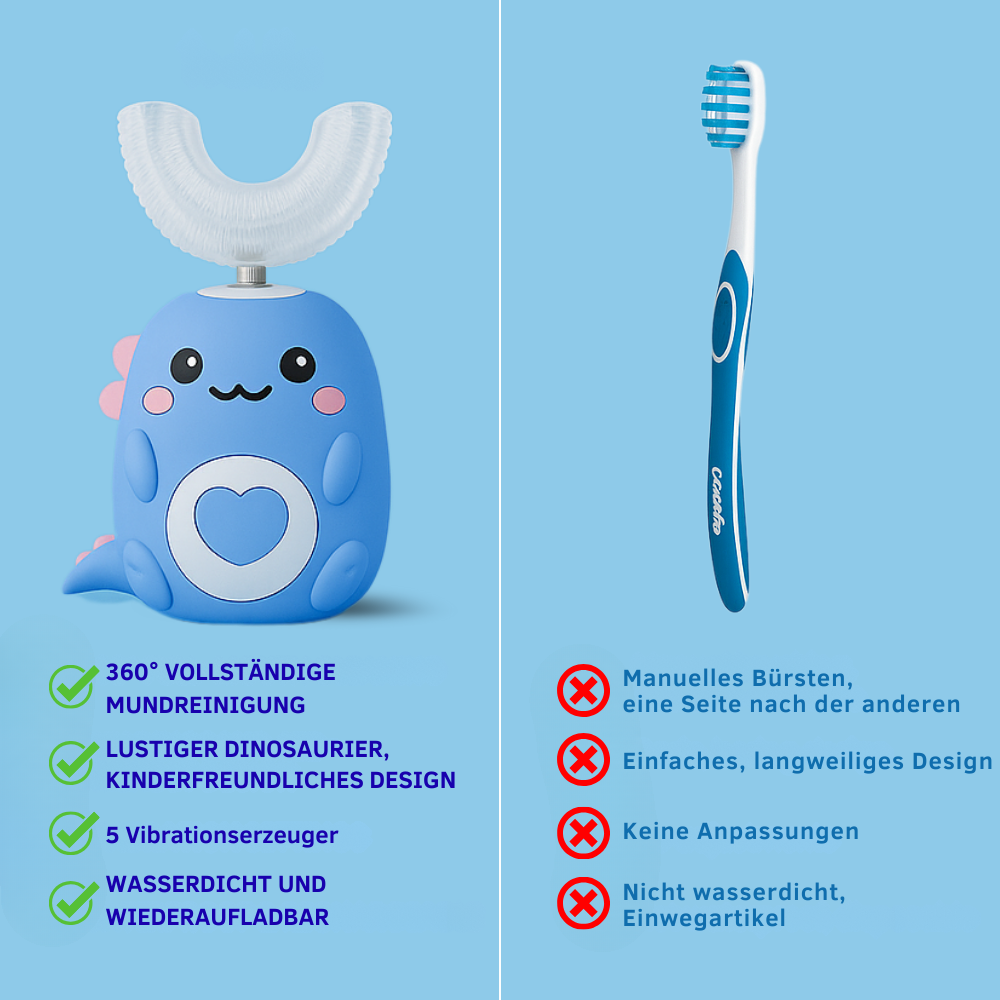 KiddoBrush™ | U-förmige 360°-Zahnbürste für Kinder – Spaß, einfach und effektiv beim Zähneputzen.