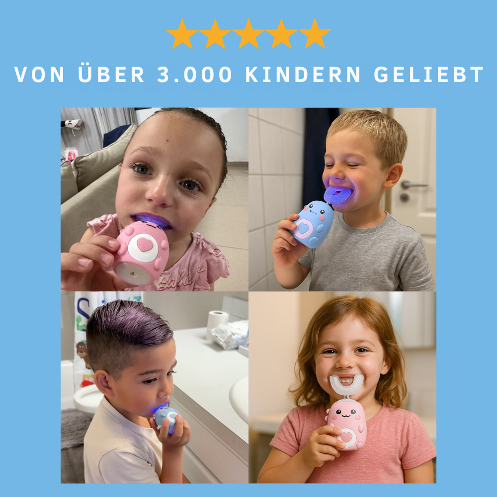 KiddoBrush™ | U-förmige 360°-Zahnbürste für Kinder – Spaß, einfach und effektiv beim Zähneputzen.