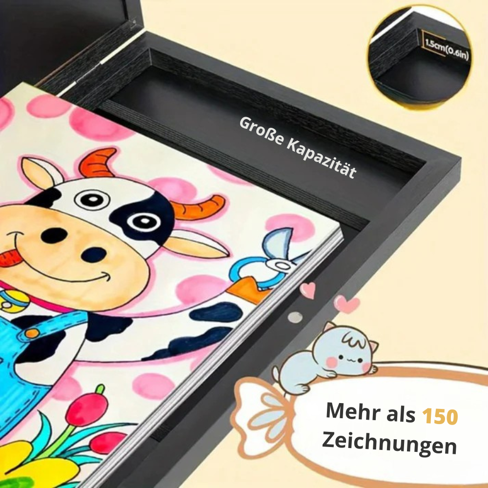 WonderWall™ | Intelligenter Rahmen für Kinderzeichnungen mit integrierter Aufbewahrung