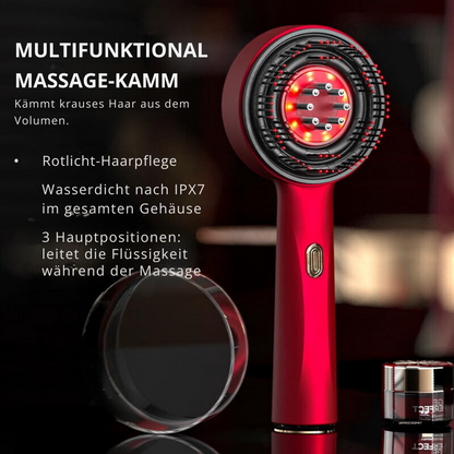 GlowBrush™ | 3-in-1-Kopfhautmassagegerät, Kamm und Pflege mit Rotlicht