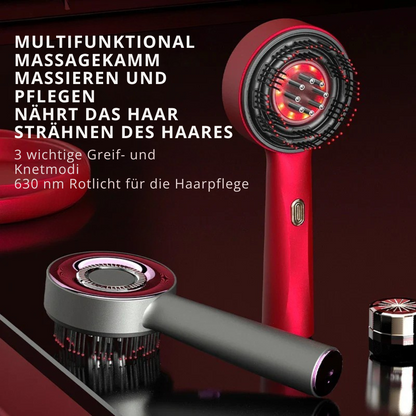GlowBrush™ | 3-in-1-Kopfhautmassagegerät, Kamm und Pflege mit Rotlicht