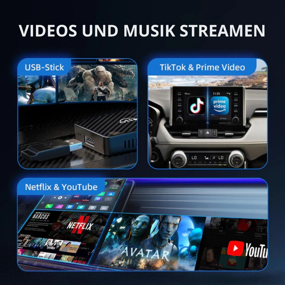 StreamBox™ | Streamen Sie Netflix, Spotify, Prime und mehr in Ihr Auto