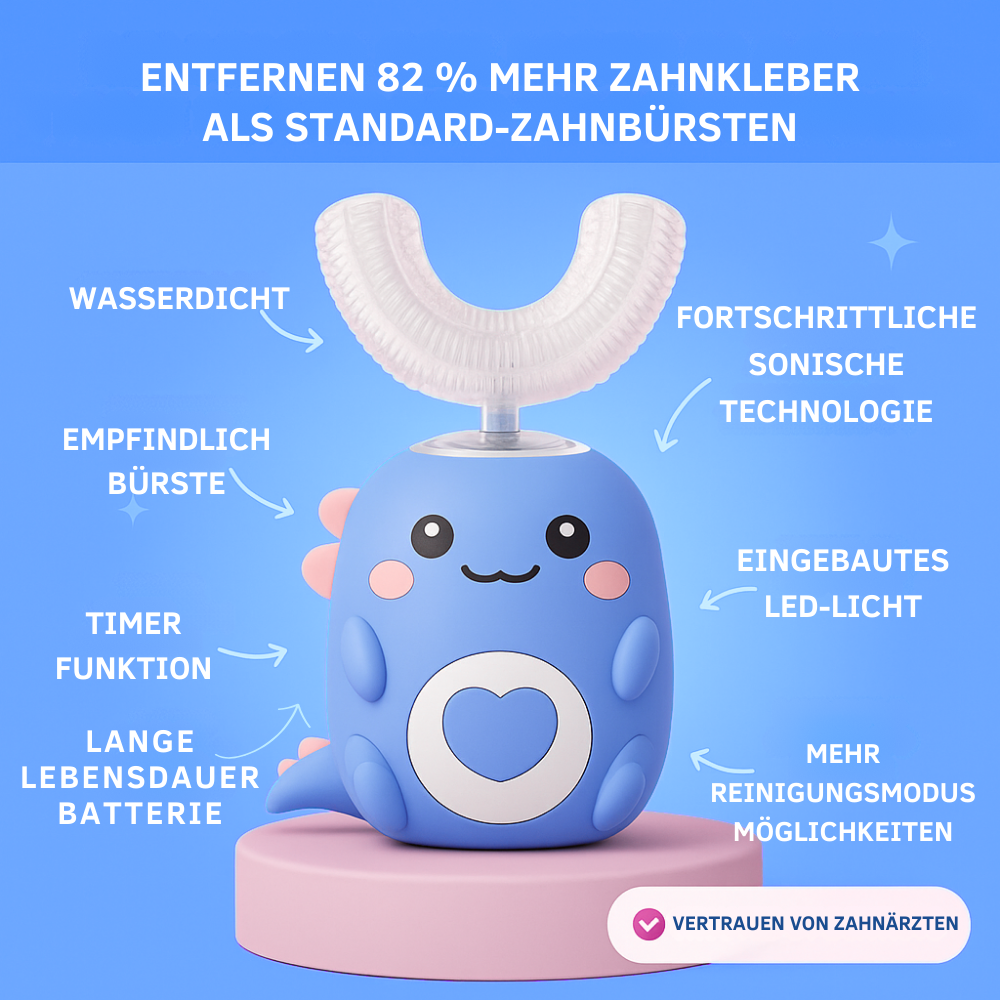 KiddoBrush™ | U-förmige 360°-Zahnbürste für Kinder – Spaß, einfach und effektiv beim Zähneputzen.