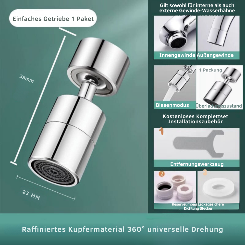 FlexiFlow™ | 360° Wasserhahnverlängerung – Flexibler und praktischer Wasserfluss für jedes Spülbecken