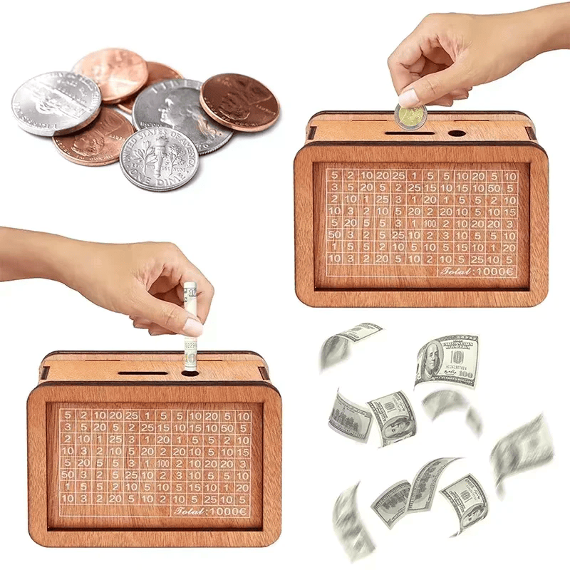 MoneyBox™ | Gravierte Spardose aus Holz